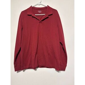 Untuckit  Avignon Polo Shirt Red Mens Size Large Pima Cotton Long Sleeve 31718